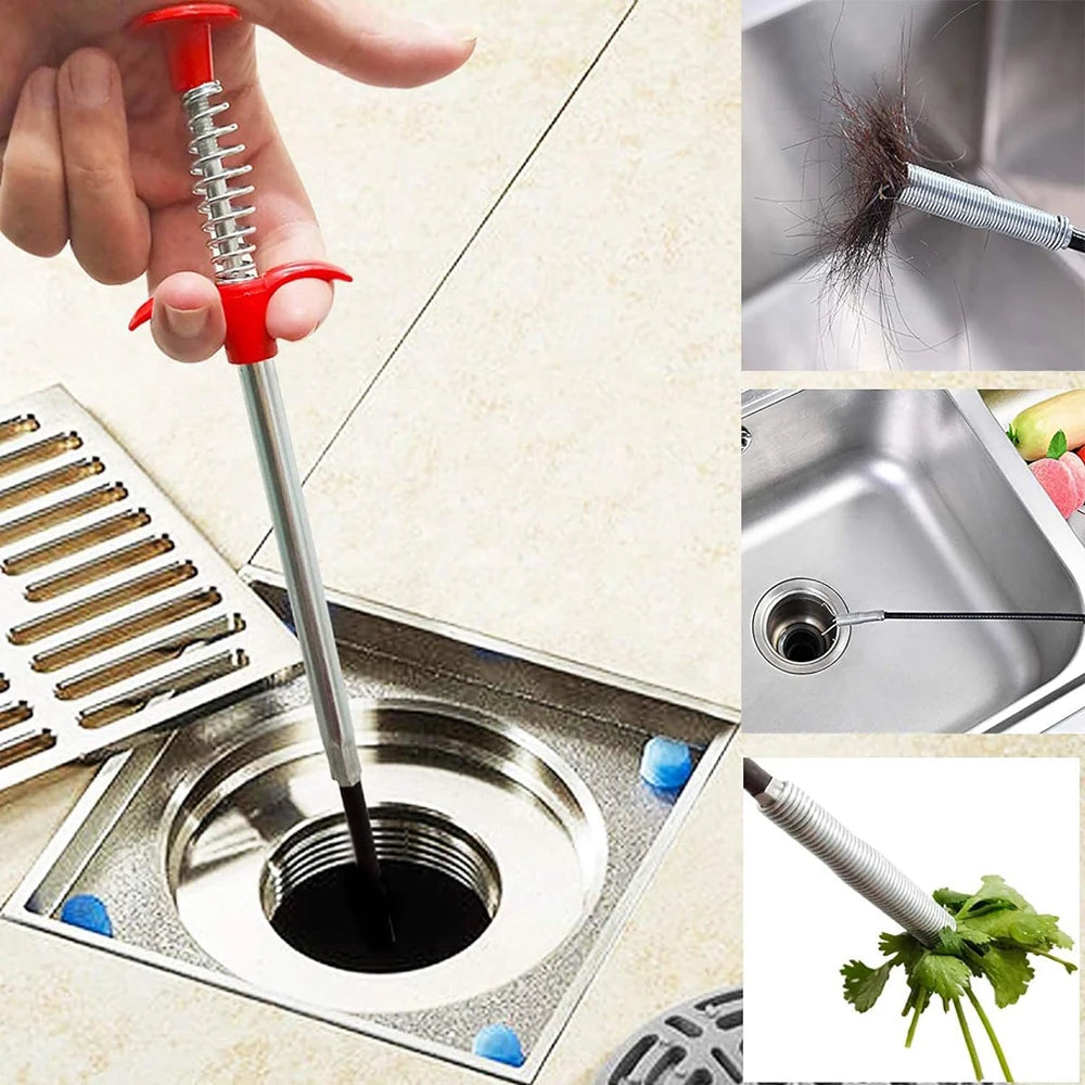 Flexible 57cm Sewer Pipe Unblocker Snake Spring Pipe Dredging Tool Kitchen Bathroom Sewer Cleaning Kitchen Bending Sink Tool