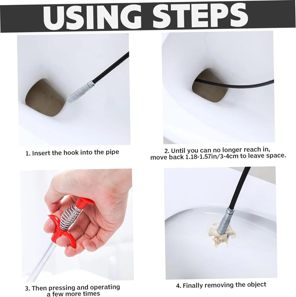 Flexible 57cm Sewer Pipe Unblocker Snake Spring Pipe Dredging Tool Kitchen Bathroom Sewer Cleaning Kitchen Bending Sink Tool