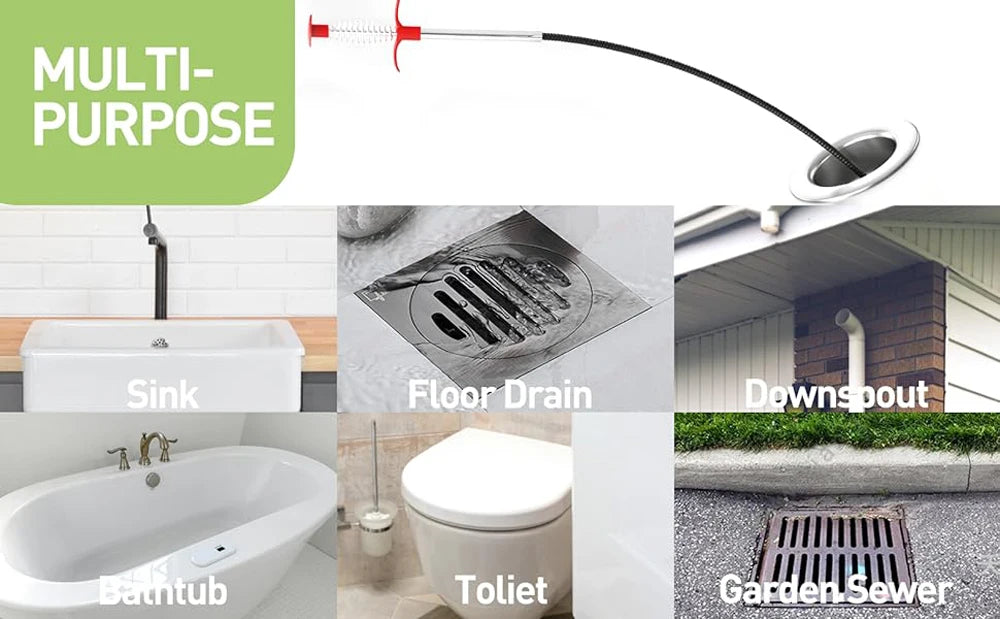 Flexible 57cm Sewer Pipe Unblocker Snake Spring Pipe Dredging Tool Kitchen Bathroom Sewer Cleaning Kitchen Bending Sink Tool