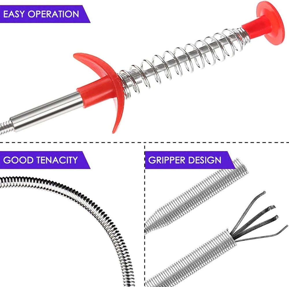 Flexible 57cm Sewer Pipe Unblocker Snake Spring Pipe Dredging Tool Kitchen Bathroom Sewer Cleaning Kitchen Bending Sink Tool