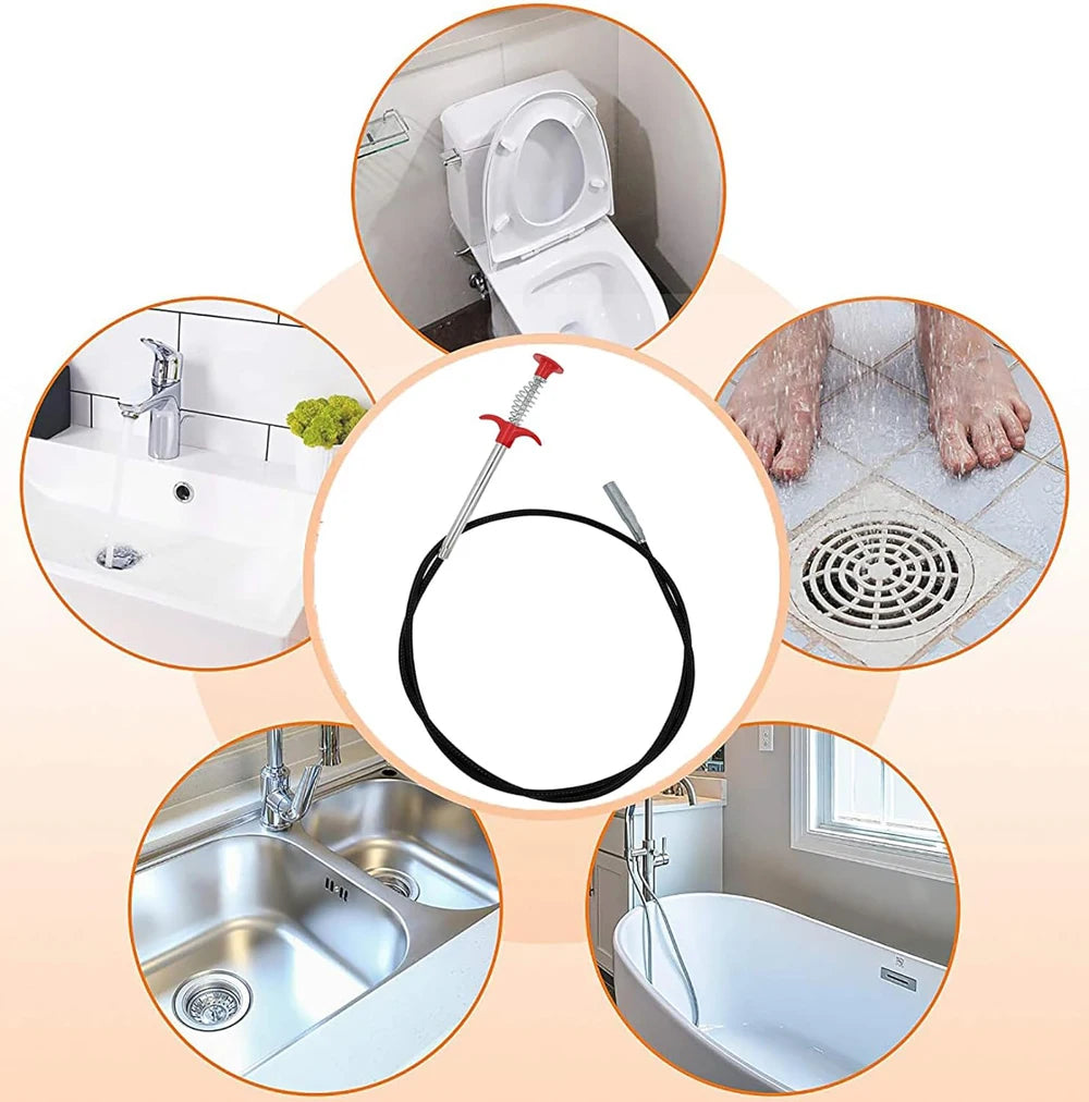Flexible 57cm Sewer Pipe Unblocker Snake Spring Pipe Dredging Tool Kitchen Bathroom Sewer Cleaning Kitchen Bending Sink Tool