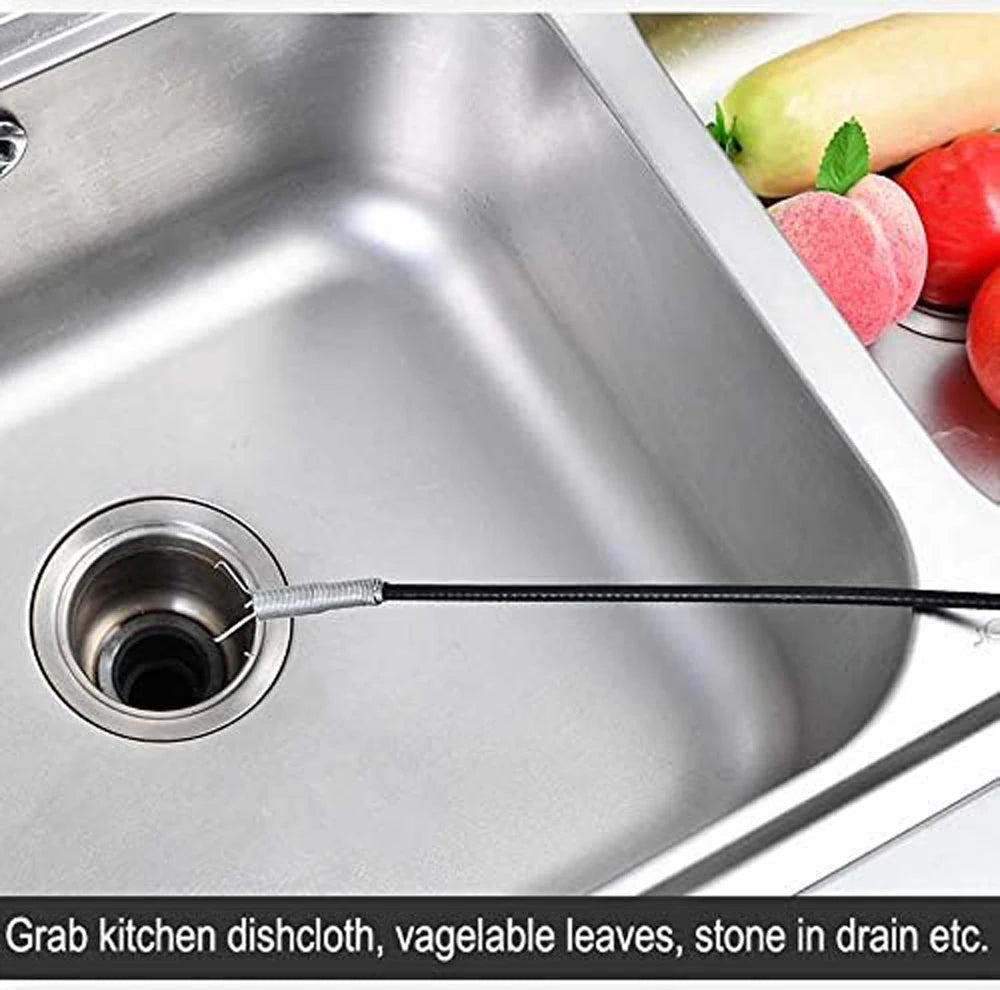 Flexible 57cm Sewer Pipe Unblocker Snake Spring Pipe Dredging Tool Kitchen Bathroom Sewer Cleaning Kitchen Bending Sink Tool