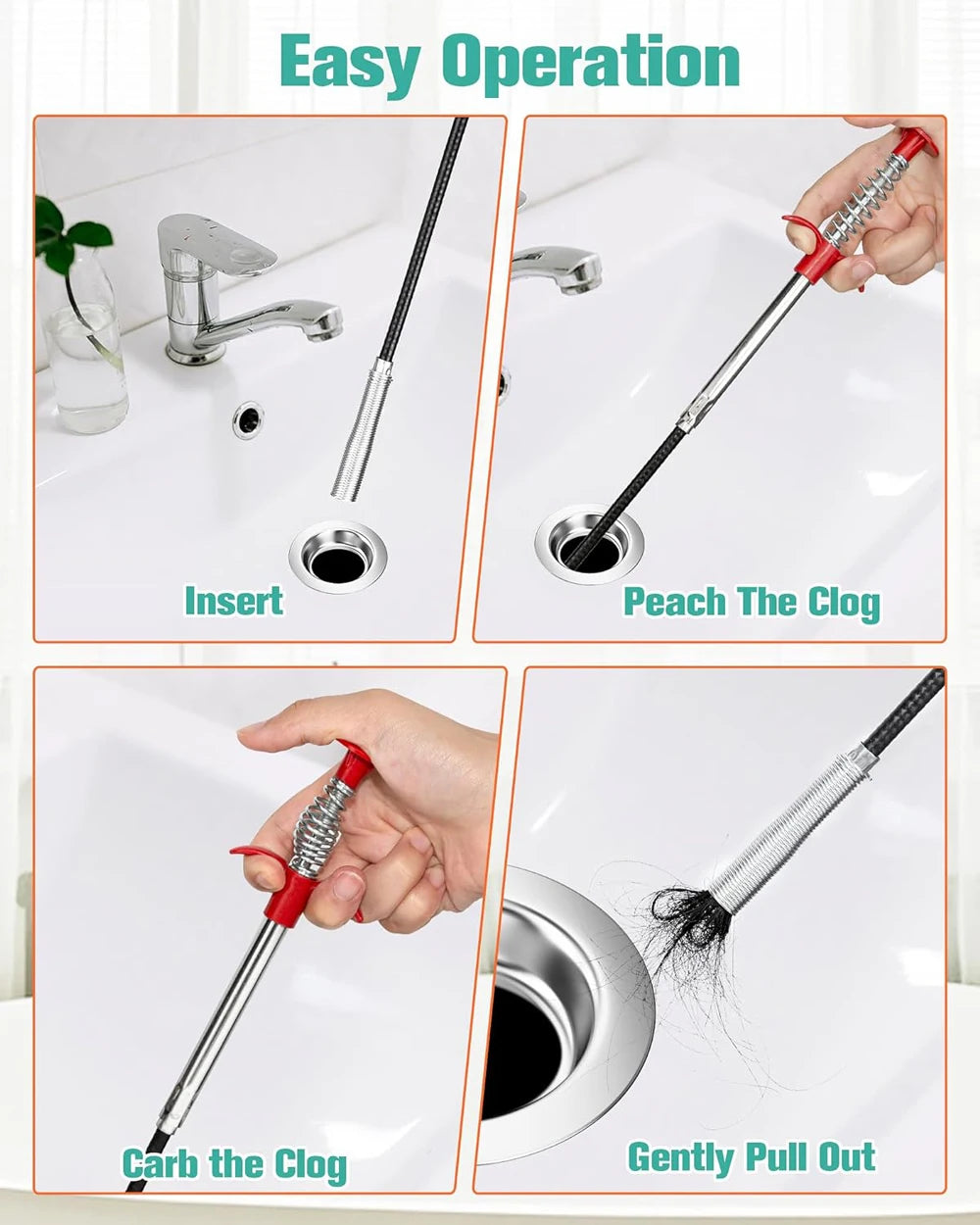 Flexible 57cm Sewer Pipe Unblocker Snake Spring Pipe Dredging Tool Kitchen Bathroom Sewer Cleaning Kitchen Bending Sink Tool
