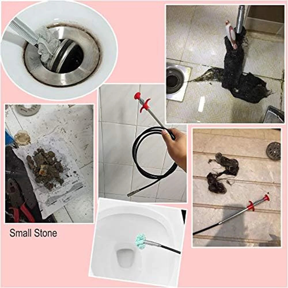 Flexible 57cm Sewer Pipe Unblocker Snake Spring Pipe Dredging Tool Kitchen Bathroom Sewer Cleaning Kitchen Bending Sink Tool