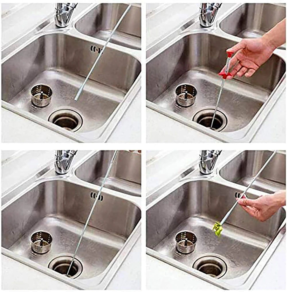 Flexible 57cm Sewer Pipe Unblocker Snake Spring Pipe Dredging Tool Kitchen Bathroom Sewer Cleaning Kitchen Bending Sink Tool