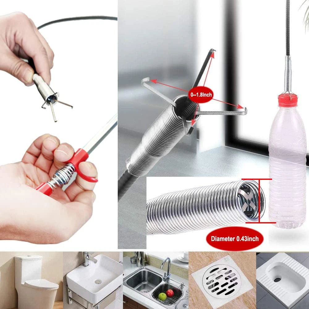 Flexible 57cm Sewer Pipe Unblocker Snake Spring Pipe Dredging Tool Kitchen Bathroom Sewer Cleaning Kitchen Bending Sink Tool