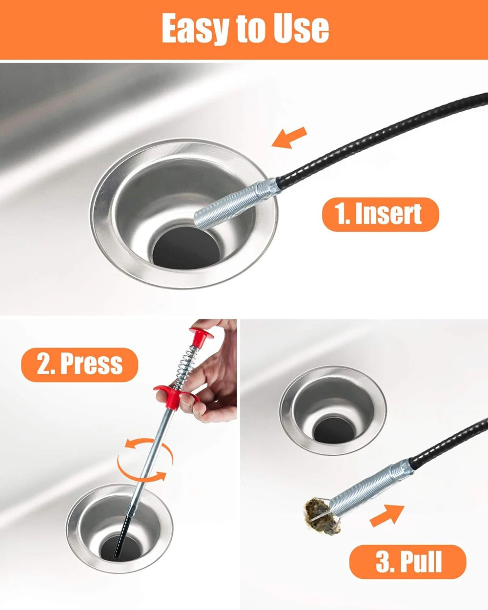 Flexible 57cm Sewer Pipe Unblocker Snake Spring Pipe Dredging Tool Kitchen Bathroom Sewer Cleaning Kitchen Bending Sink Tool